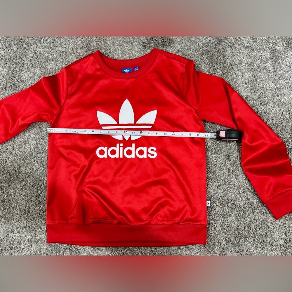 Adidas Crewneck-Bold Red Satin Trefoil-Womens size M - Picture 7 of 9